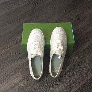 Kate Spade Keds - Glitter Cream and White
